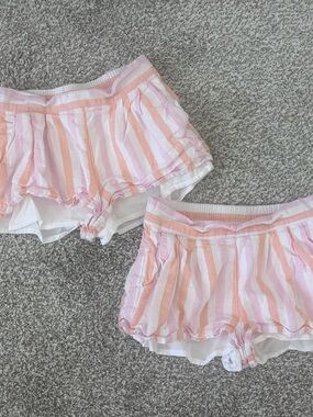 Janie and Jack Pink and White Striped linen lined Shorts